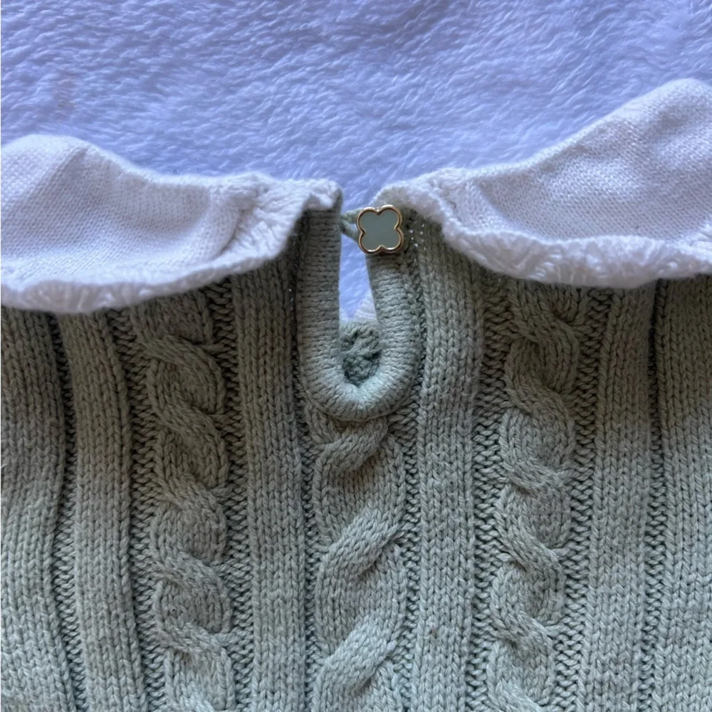 cupcakes & cashmere Sage Knit Dress with White Collar - Picture 4 of 4